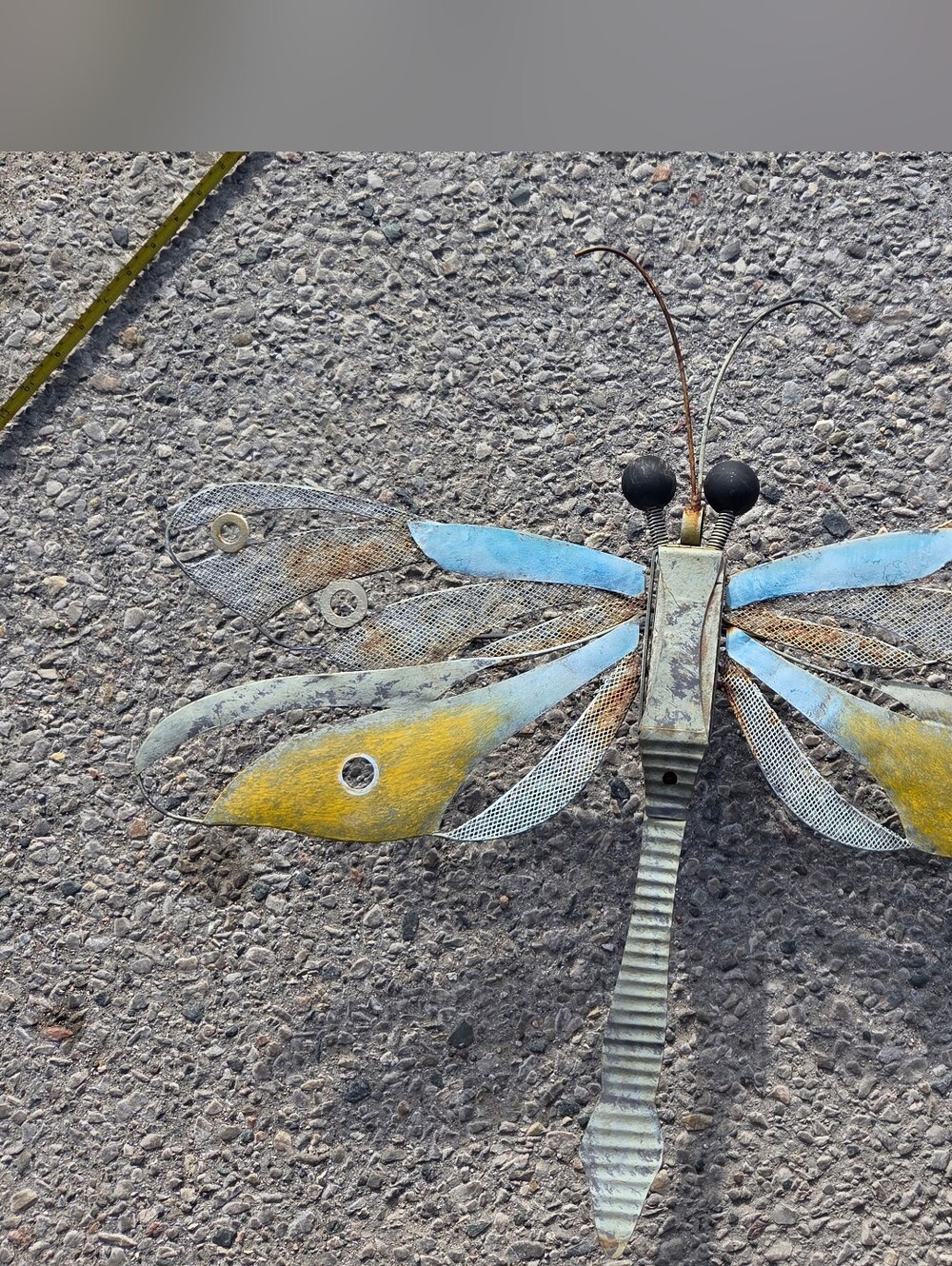 Large 22" Handcrafted Scrap Metal Dragonfly - Upcycled Colorful Wall Art